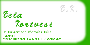 bela kortvesi business card